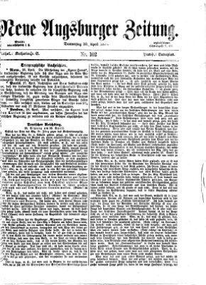Neue Augsburger Zeitung Donnerstag 30. April 1874