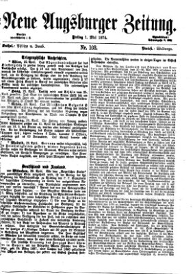 Neue Augsburger Zeitung Freitag 1. Mai 1874