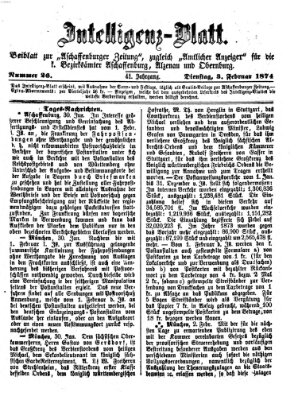 Aschaffenburger Zeitung Dienstag 3. Februar 1874