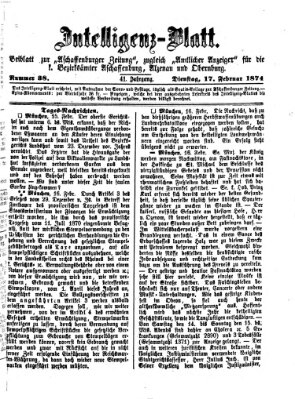 Aschaffenburger Zeitung Dienstag 17. Februar 1874