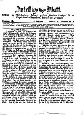Aschaffenburger Zeitung Freitag 27. Februar 1874