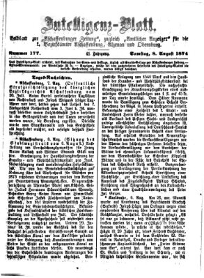 Aschaffenburger Zeitung Samstag 8. August 1874