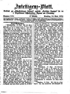 Aschaffenburger Zeitung Samstag 19. September 1874