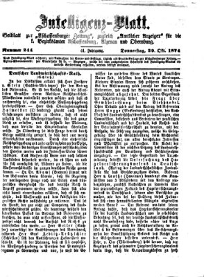 Aschaffenburger Zeitung Donnerstag 29. Oktober 1874