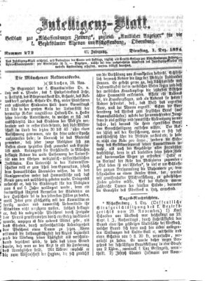 Aschaffenburger Zeitung Dienstag 1. Dezember 1874