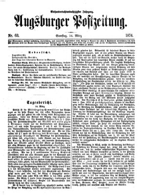 Augsburger Postzeitung Samstag 14. März 1874