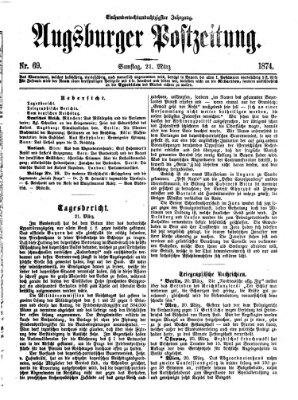 Augsburger Postzeitung Samstag 21. März 1874