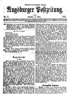 Augsburger Postzeitung Dienstag 24. März 1874