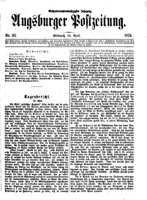 Augsburger Postzeitung Mittwoch 22. April 1874