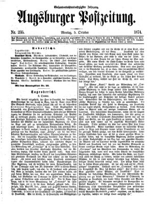 Augsburger Postzeitung Montag 5. Oktober 1874