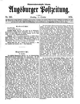 Augsburger Postzeitung Samstag 10. Oktober 1874