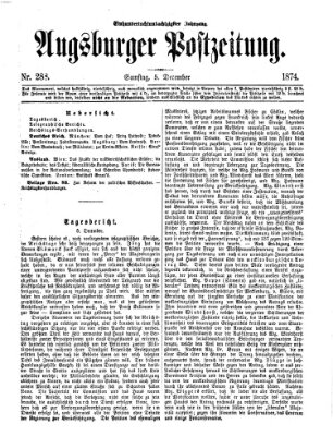 Augsburger Postzeitung Samstag 5. Dezember 1874