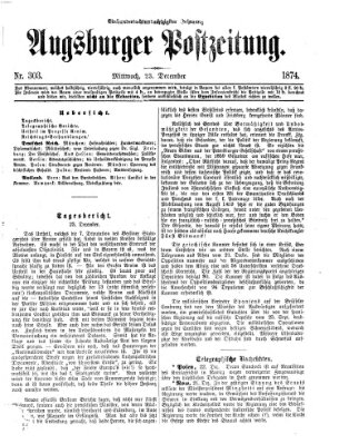 Augsburger Postzeitung Mittwoch 23. Dezember 1874