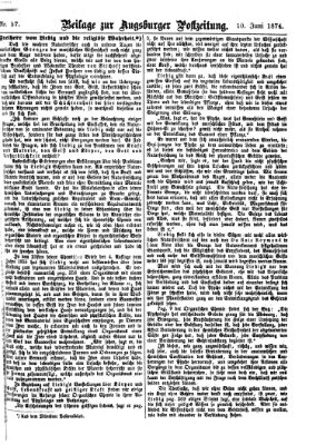 Augsburger Postzeitung Mittwoch 10. Juni 1874