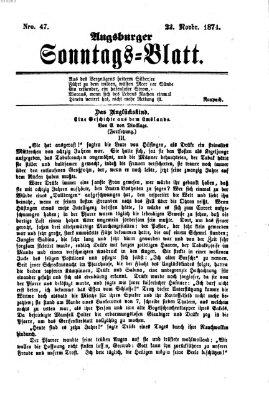 Augsburger Sonntagsblatt (Augsburger Postzeitung) Sonntag 22. November 1874