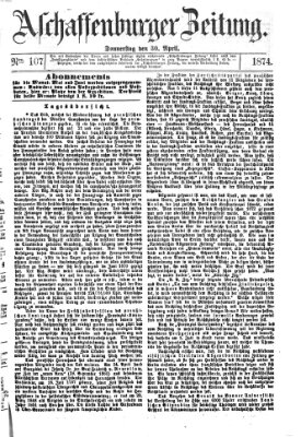 Aschaffenburger Zeitung Donnerstag 30. April 1874