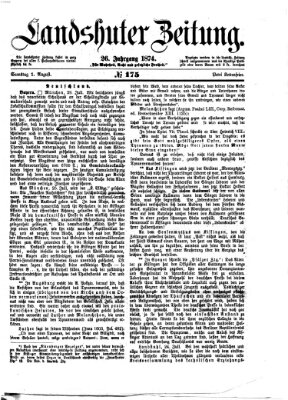 Landshuter Zeitung Samstag 1. August 1874