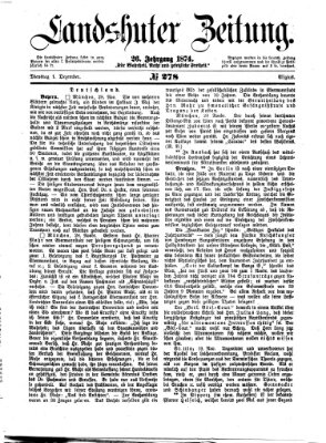 Landshuter Zeitung Dienstag 1. Dezember 1874