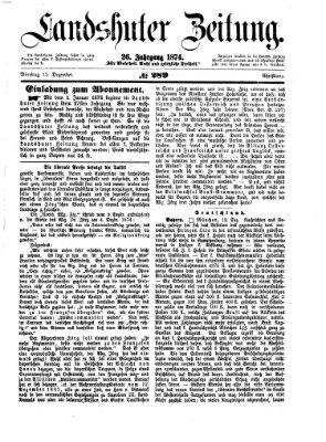 Landshuter Zeitung Dienstag 15. Dezember 1874
