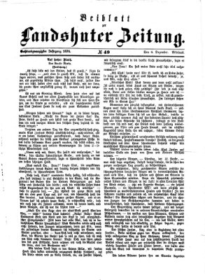 Landshuter Zeitung Sonntag 6. Dezember 1874