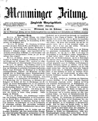 Memminger Zeitung Mittwoch 25. Februar 1874