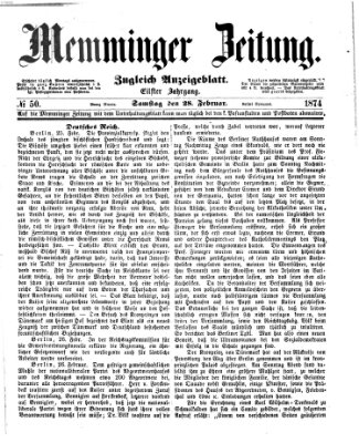 Memminger Zeitung Samstag 28. Februar 1874
