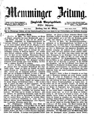 Memminger Zeitung Freitag 27. März 1874