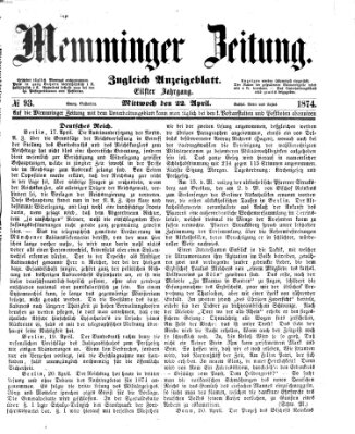 Memminger Zeitung Mittwoch 22. April 1874
