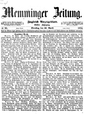 Memminger Zeitung Dienstag 28. April 1874