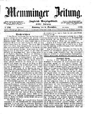 Memminger Zeitung Sonntag 6. Dezember 1874