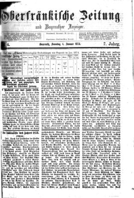 Oberfränkische Zeitung und Bayreuther Anzeiger (Bayreuther Anzeiger) Sonntag 4. Januar 1874