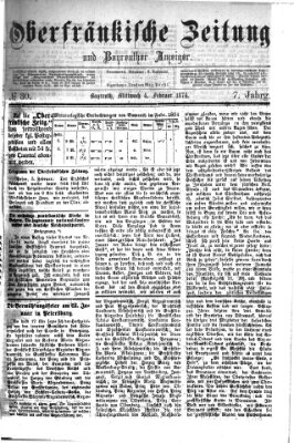 Oberfränkische Zeitung und Bayreuther Anzeiger (Bayreuther Anzeiger) Mittwoch 4. Februar 1874