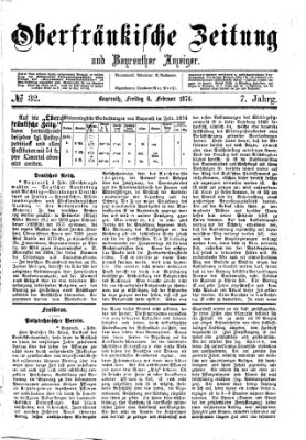 Oberfränkische Zeitung und Bayreuther Anzeiger (Bayreuther Anzeiger) Freitag 6. Februar 1874