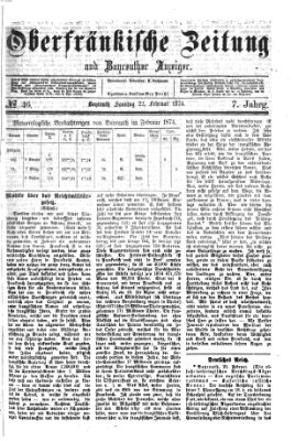 Oberfränkische Zeitung und Bayreuther Anzeiger (Bayreuther Anzeiger) Sonntag 22. Februar 1874