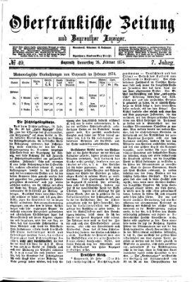 Oberfränkische Zeitung und Bayreuther Anzeiger (Bayreuther Anzeiger) Donnerstag 26. Februar 1874