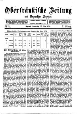 Oberfränkische Zeitung und Bayreuther Anzeiger (Bayreuther Anzeiger) Donnerstag 26. März 1874