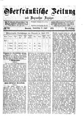 Oberfränkische Zeitung und Bayreuther Anzeiger (Bayreuther Anzeiger) Donnerstag 9. April 1874
