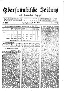 Oberfränkische Zeitung und Bayreuther Anzeiger (Bayreuther Anzeiger) Samstag 9. Mai 1874