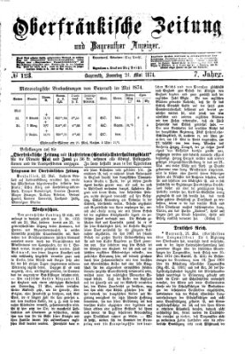 Oberfränkische Zeitung und Bayreuther Anzeiger (Bayreuther Anzeiger) Sonntag 24. Mai 1874