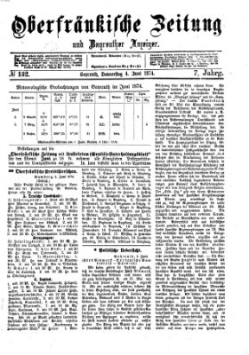 Oberfränkische Zeitung und Bayreuther Anzeiger (Bayreuther Anzeiger) Donnerstag 4. Juni 1874