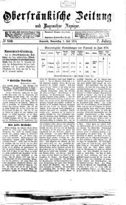 Oberfränkische Zeitung und Bayreuther Anzeiger (Bayreuther Anzeiger) Donnerstag 2. Juli 1874
