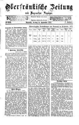 Oberfränkische Zeitung und Bayreuther Anzeiger (Bayreuther Anzeiger) Freitag 18. September 1874