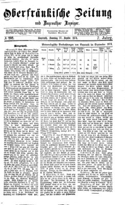 Oberfränkische Zeitung und Bayreuther Anzeiger (Bayreuther Anzeiger) Sonntag 27. September 1874
