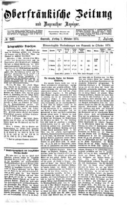 Oberfränkische Zeitung und Bayreuther Anzeiger (Bayreuther Anzeiger) Freitag 2. Oktober 1874