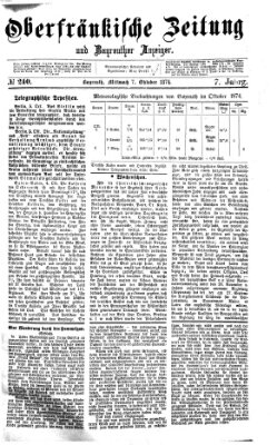 Oberfränkische Zeitung und Bayreuther Anzeiger (Bayreuther Anzeiger) Mittwoch 7. Oktober 1874