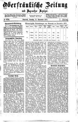 Oberfränkische Zeitung und Bayreuther Anzeiger (Bayreuther Anzeiger) Sonntag 15. November 1874