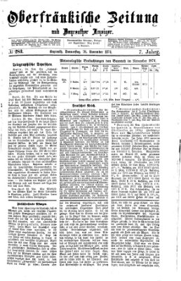 Oberfränkische Zeitung und Bayreuther Anzeiger (Bayreuther Anzeiger) Donnerstag 26. November 1874