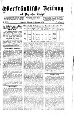 Oberfränkische Zeitung und Bayreuther Anzeiger (Bayreuther Anzeiger) Mittwoch 2. Dezember 1874