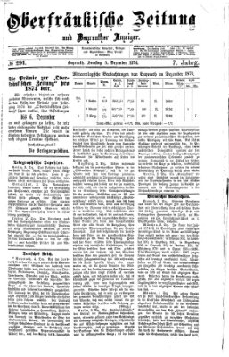 Oberfränkische Zeitung und Bayreuther Anzeiger (Bayreuther Anzeiger) Samstag 5. Dezember 1874