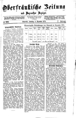 Oberfränkische Zeitung und Bayreuther Anzeiger (Bayreuther Anzeiger) Sonntag 6. Dezember 1874